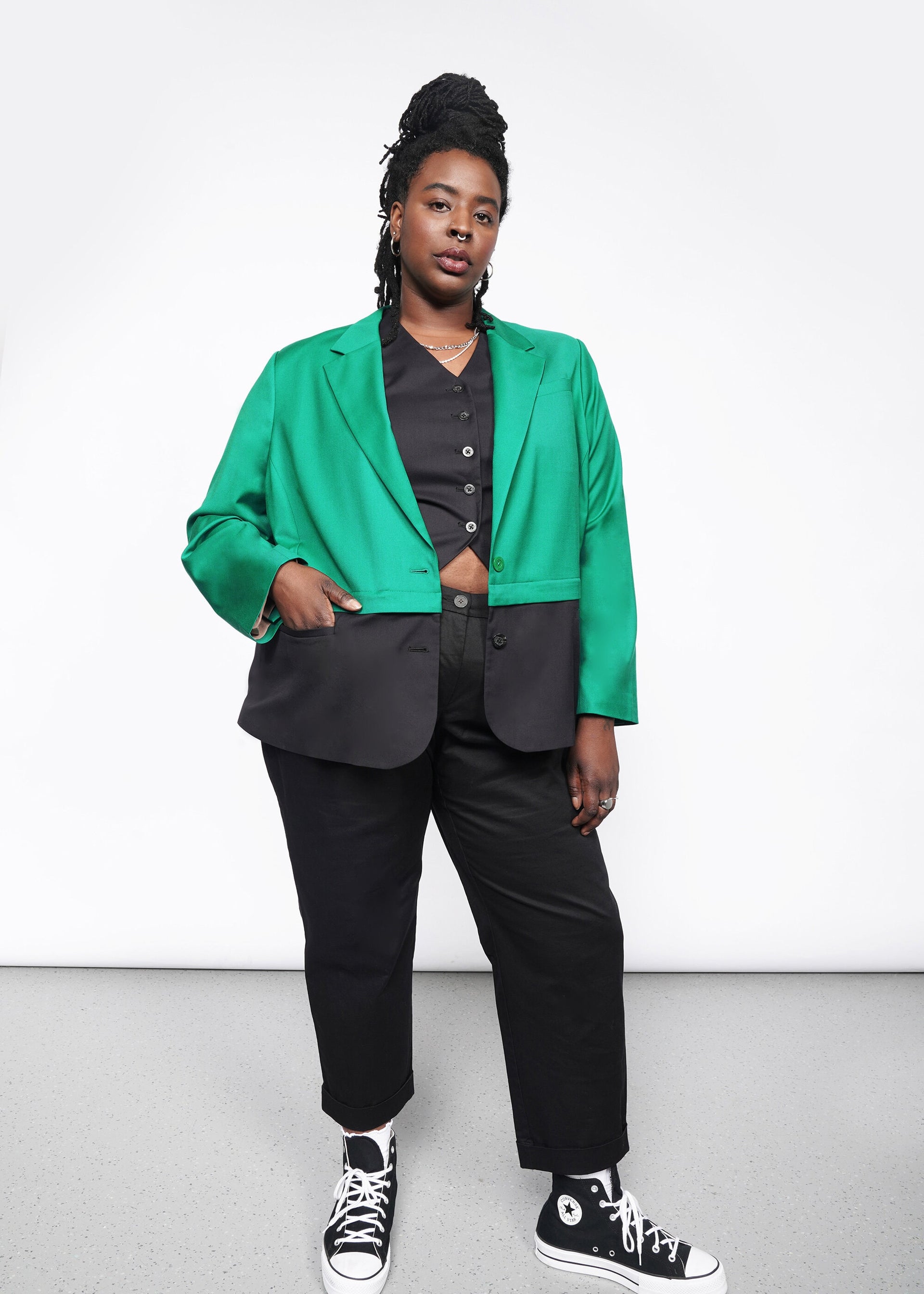 The Empower Convertible Blazer in Emerald/Black