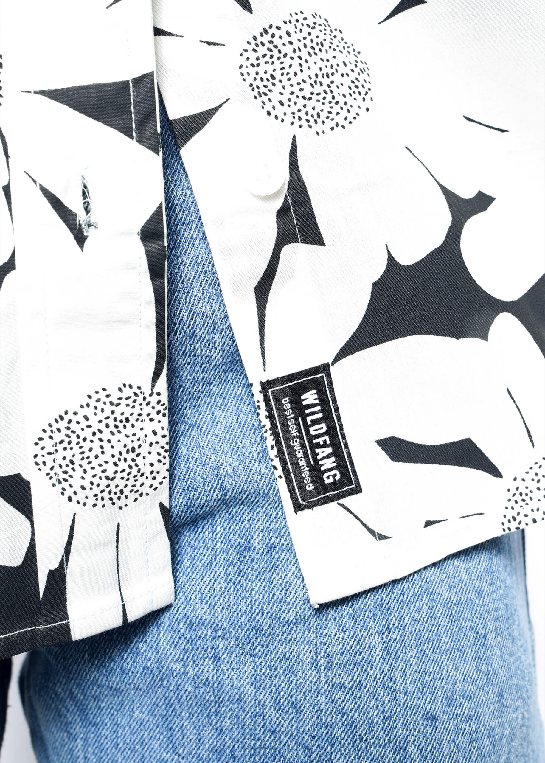 The Essential 12-Way Button Up in Sketch Daisy White/Black